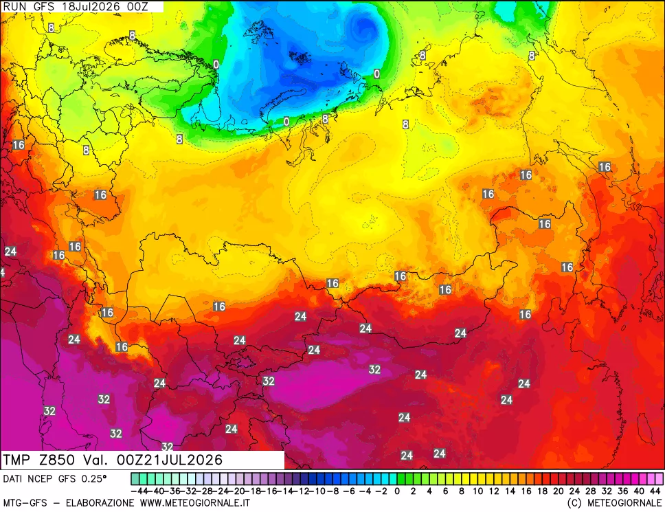 mappa 850 hPa Temp