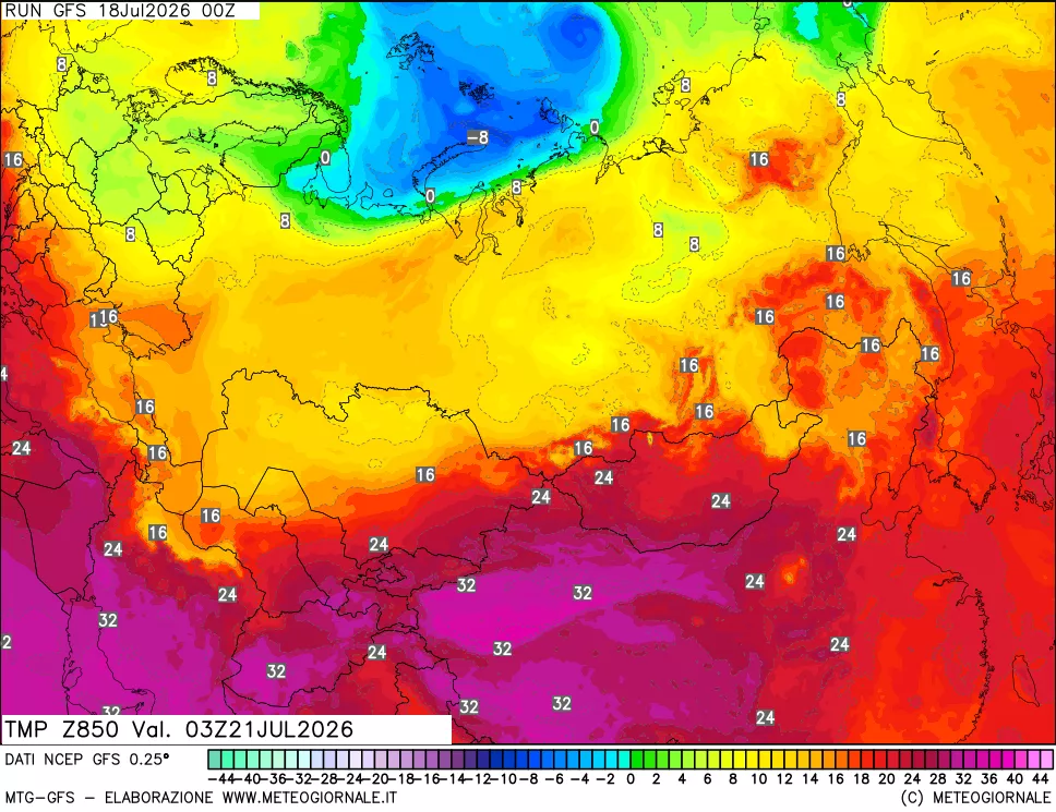 mappa 850 hPa Temp