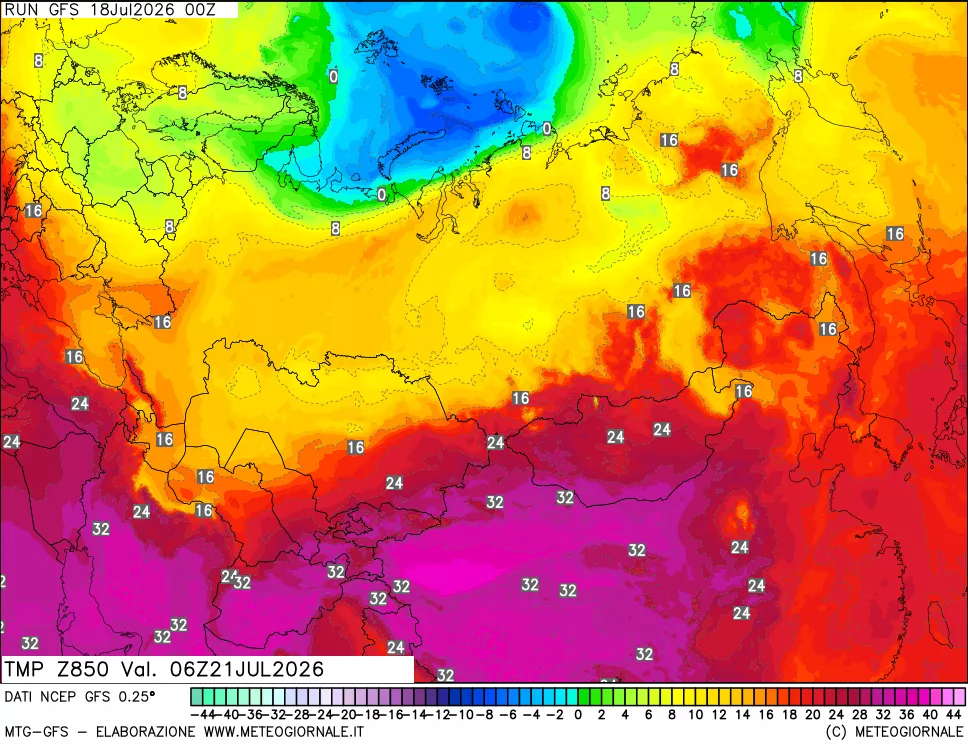 mappa 850 hPa Temp