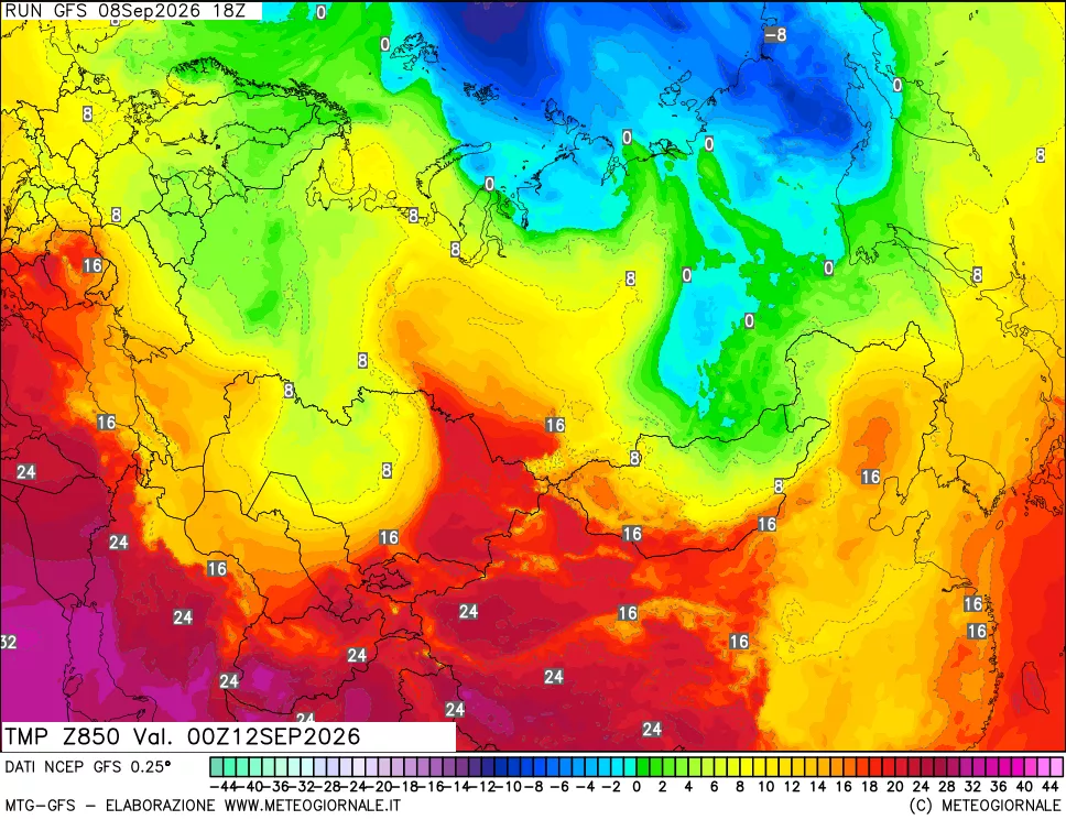 mappa 850 hPa Temp