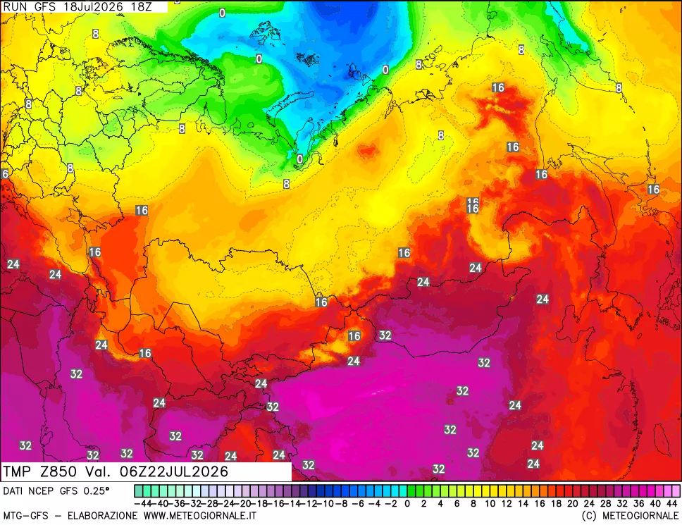 mappa 850 hPa Temp