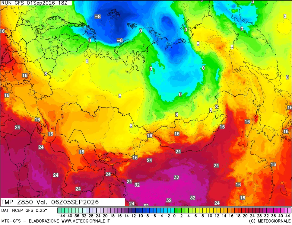 mappa 850 hPa Temp