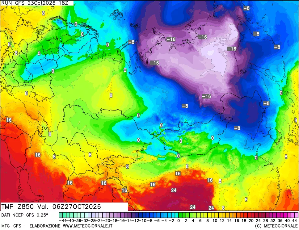 mappa 850 hPa Temp