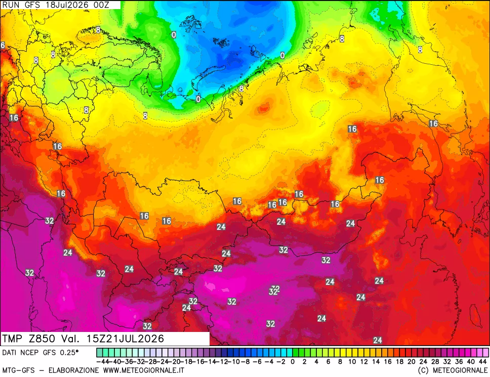 mappa 850 hPa Temp