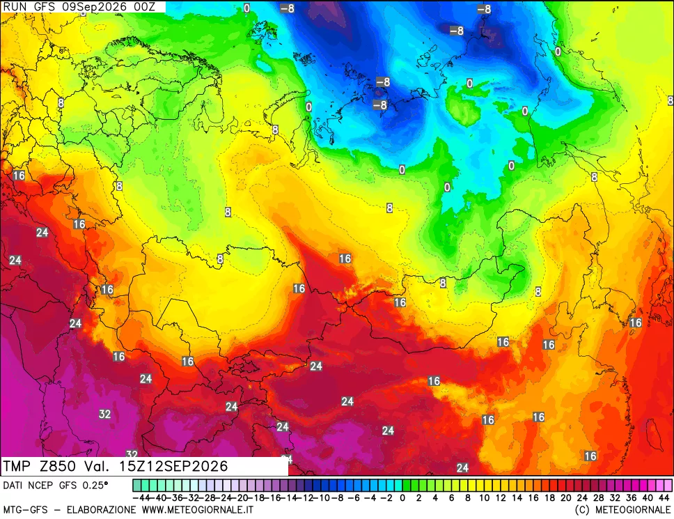 mappa 850 hPa Temp