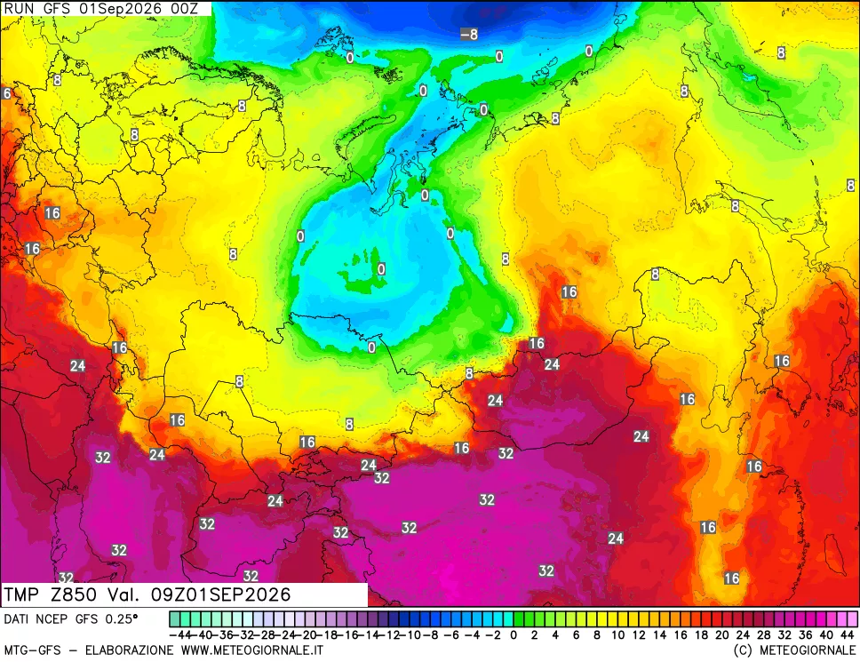 mappa 850 hPa Temp