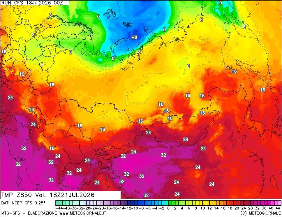 mappa 850 hPa Temp