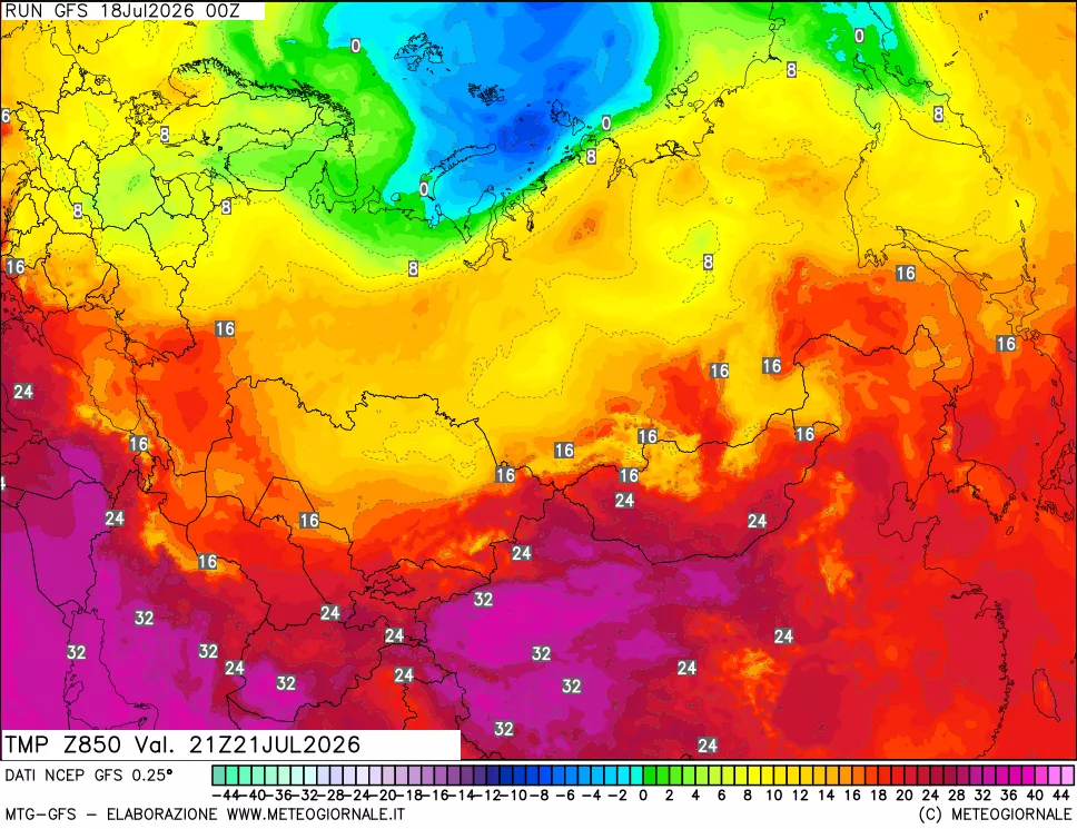 mappa 850 hPa Temp