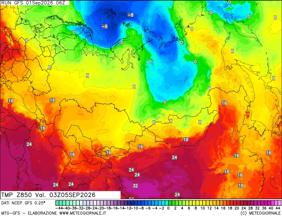 mappa 850 hPa Temp