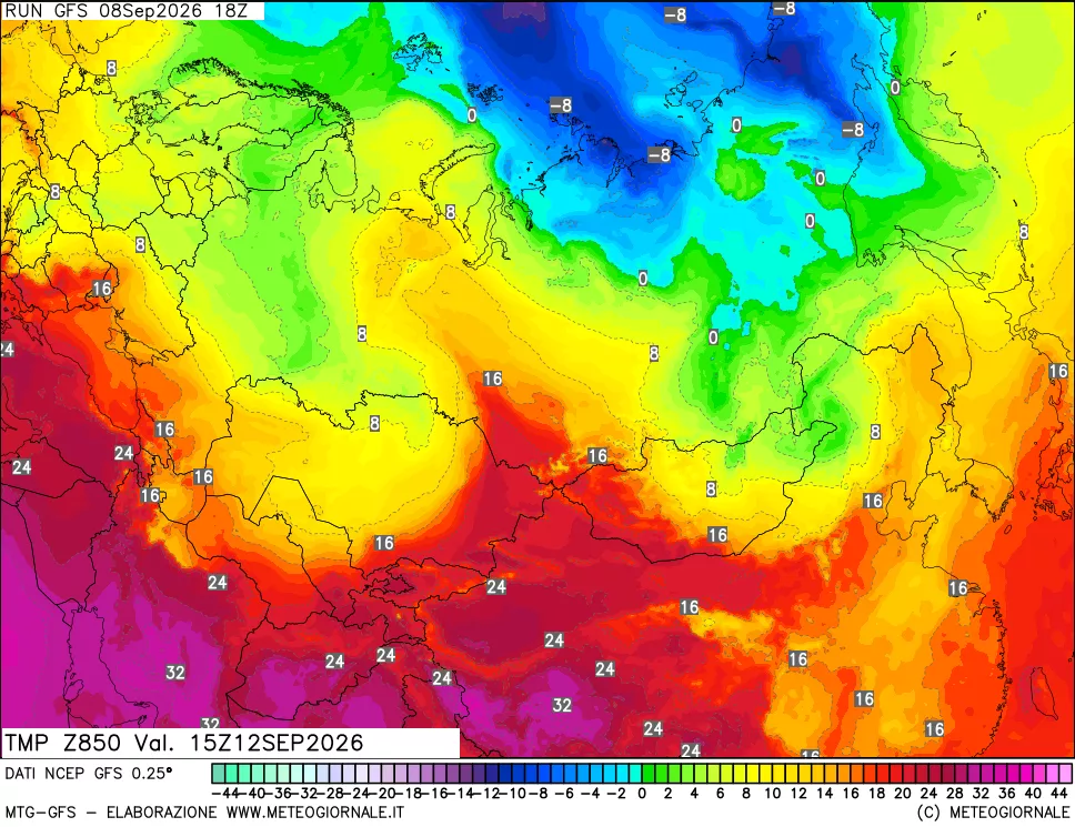 mappa 850 hPa Temp