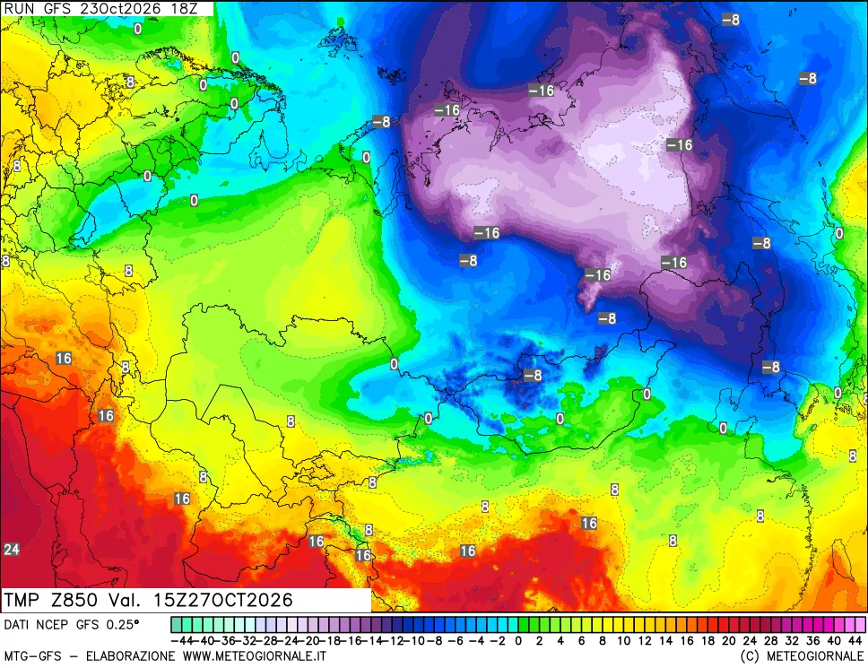 mappa 850 hPa Temp