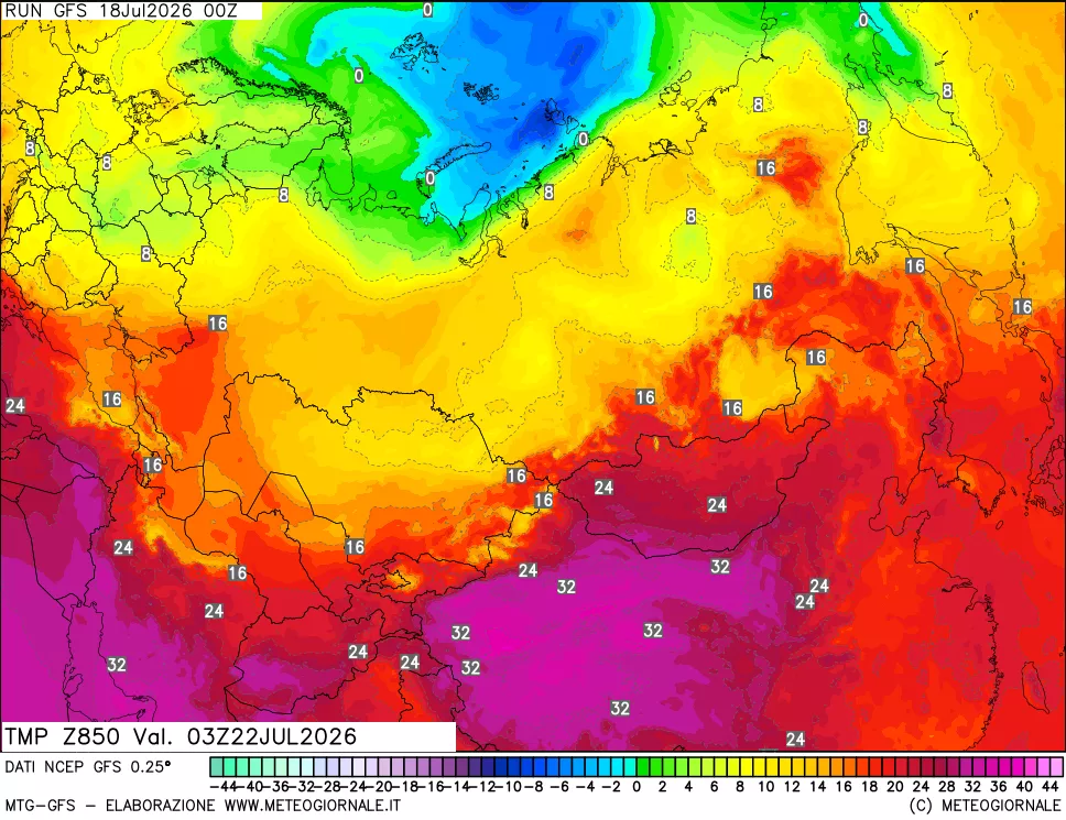 mappa 850 hPa Temp
