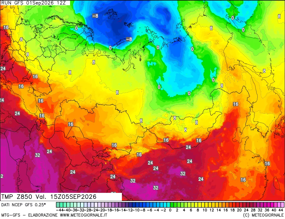 mappa 850 hPa Temp