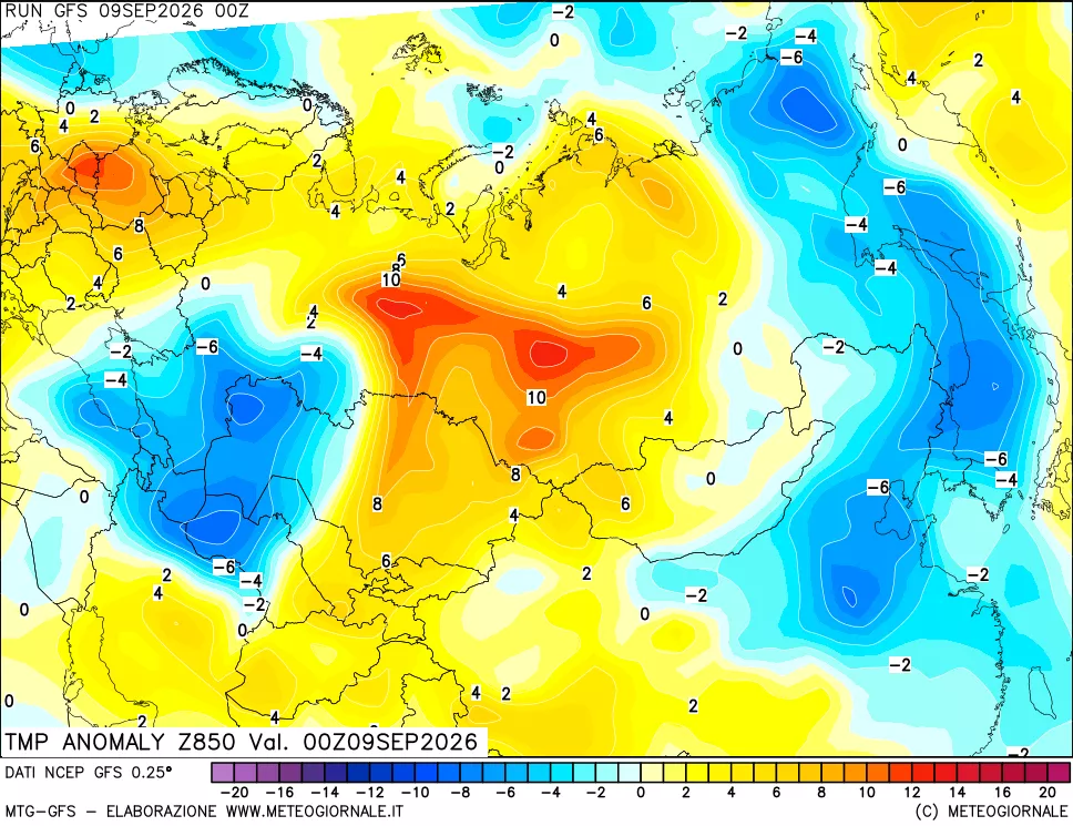 mappa 850 hPa Temp Anomaly vs Cli.No 1981-2010