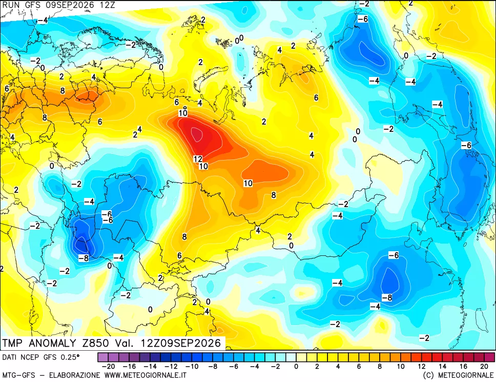 mappa 850 hPa Temp Anomaly vs Cli.No 1981-2010