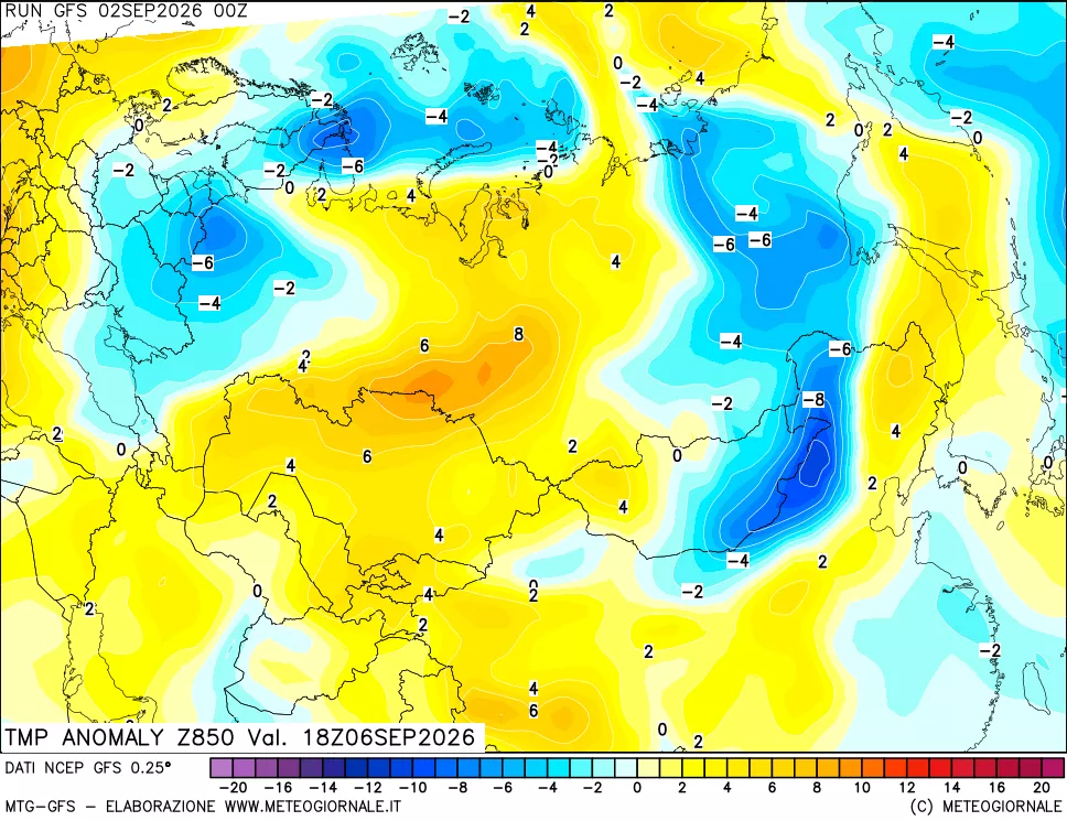 mappa 850 hPa Temp Anomaly vs Cli.No 1981-2010