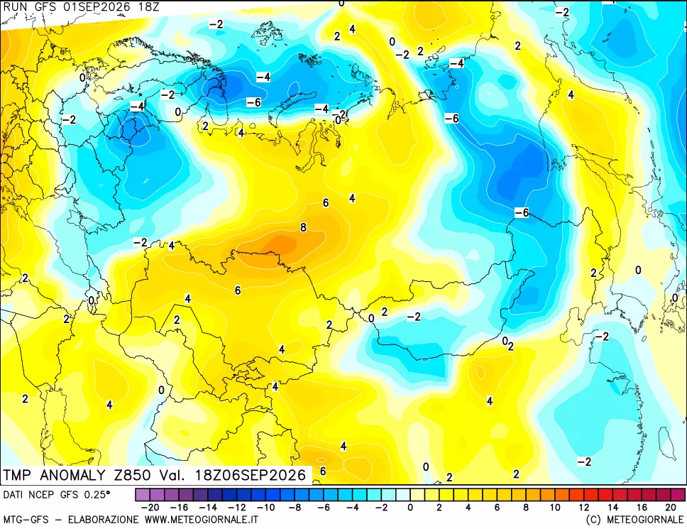 mappa 850 hPa Temp Anomaly vs Cli.No 1981-2010