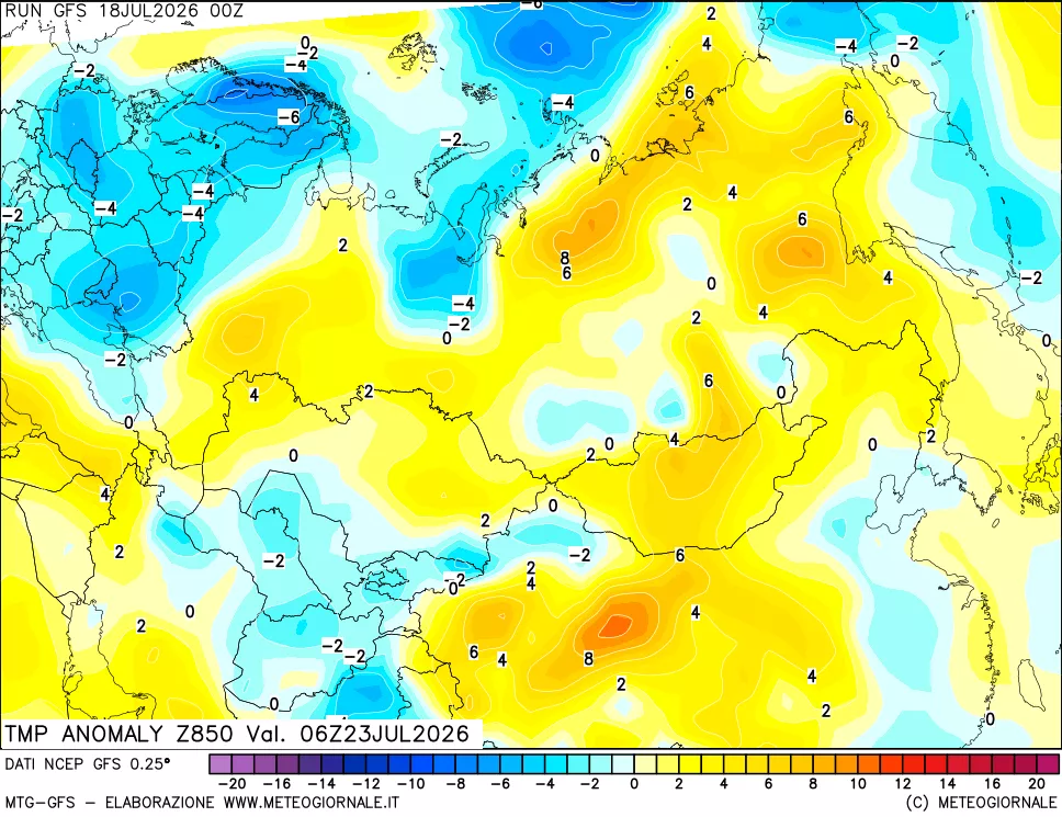 mappa 850 hPa Temp Anomaly vs Cli.No 1981-2010