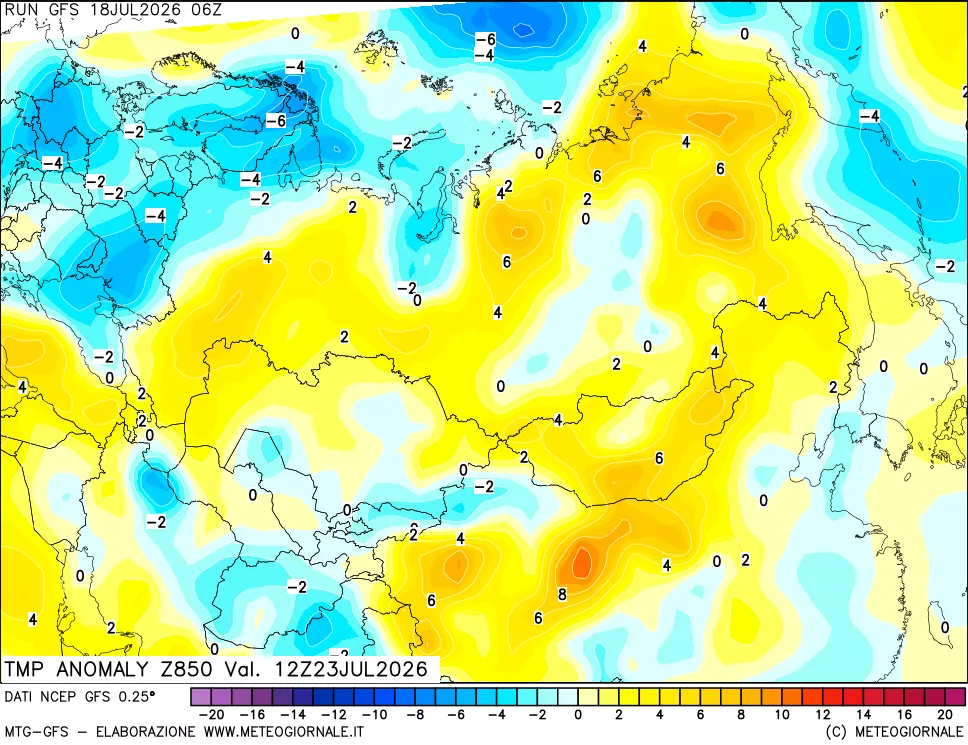 mappa 850 hPa Temp Anomaly vs Cli.No 1981-2010