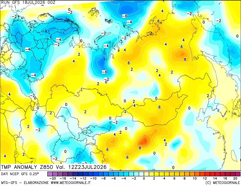 mappa 850 hPa Temp Anomaly vs Cli.No 1981-2010
