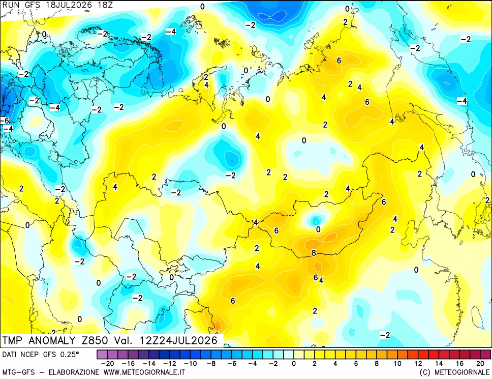 mappa 850 hPa Temp Anomaly vs Cli.No 1981-2010