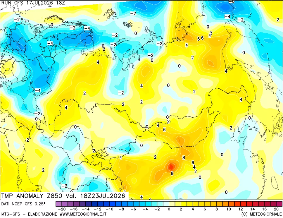 mappa 850 hPa Temp Anomaly vs Cli.No 1981-2010