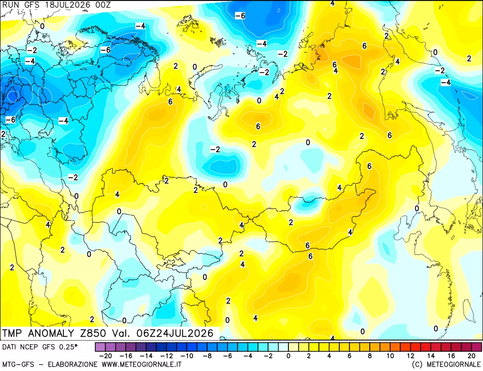 mappa 850 hPa Temp Anomaly vs Cli.No 1981-2010