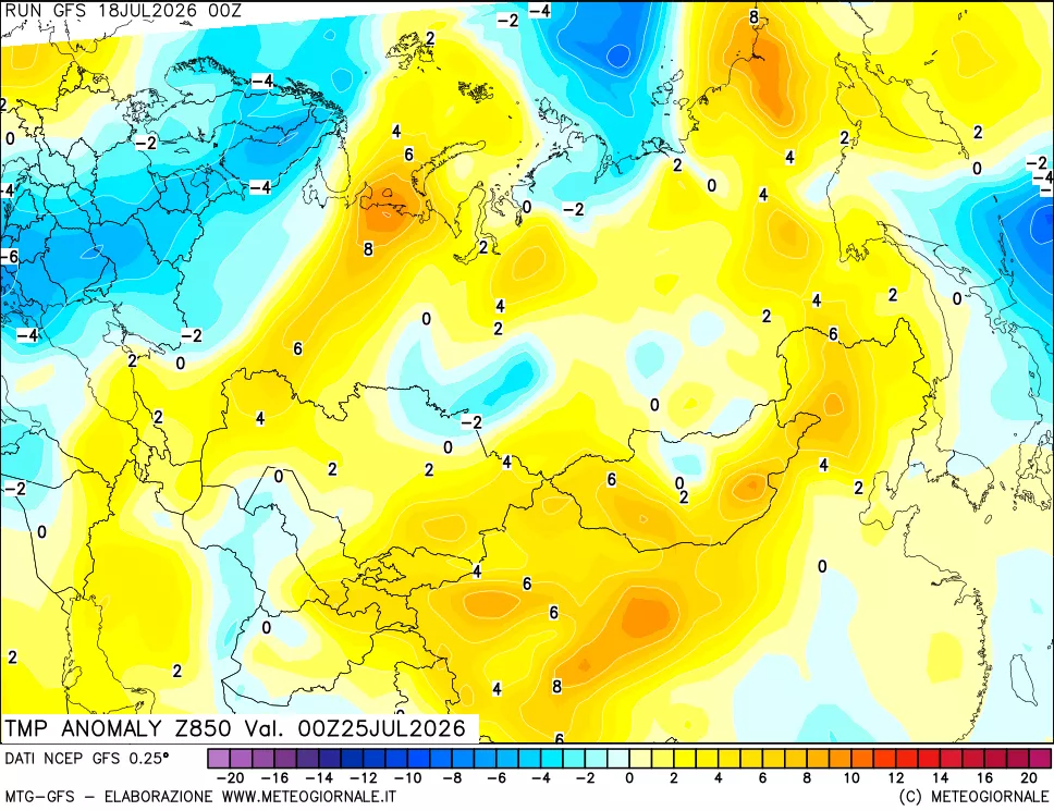 mappa 850 hPa Temp Anomaly vs Cli.No 1981-2010
