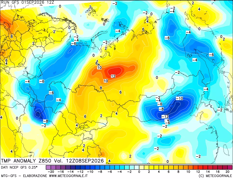 mappa 850 hPa Temp Anomaly vs Cli.No 1981-2010
