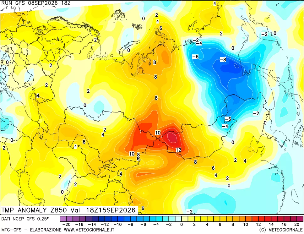 mappa 850 hPa Temp Anomaly vs Cli.No 1981-2010