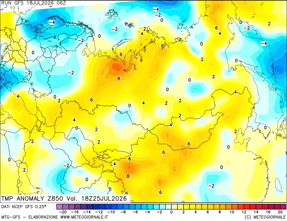 mappa 850 hPa Temp Anomaly vs Cli.No 1981-2010