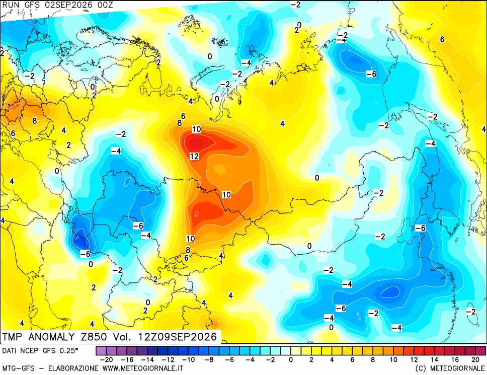 mappa 850 hPa Temp Anomaly vs Cli.No 1981-2010