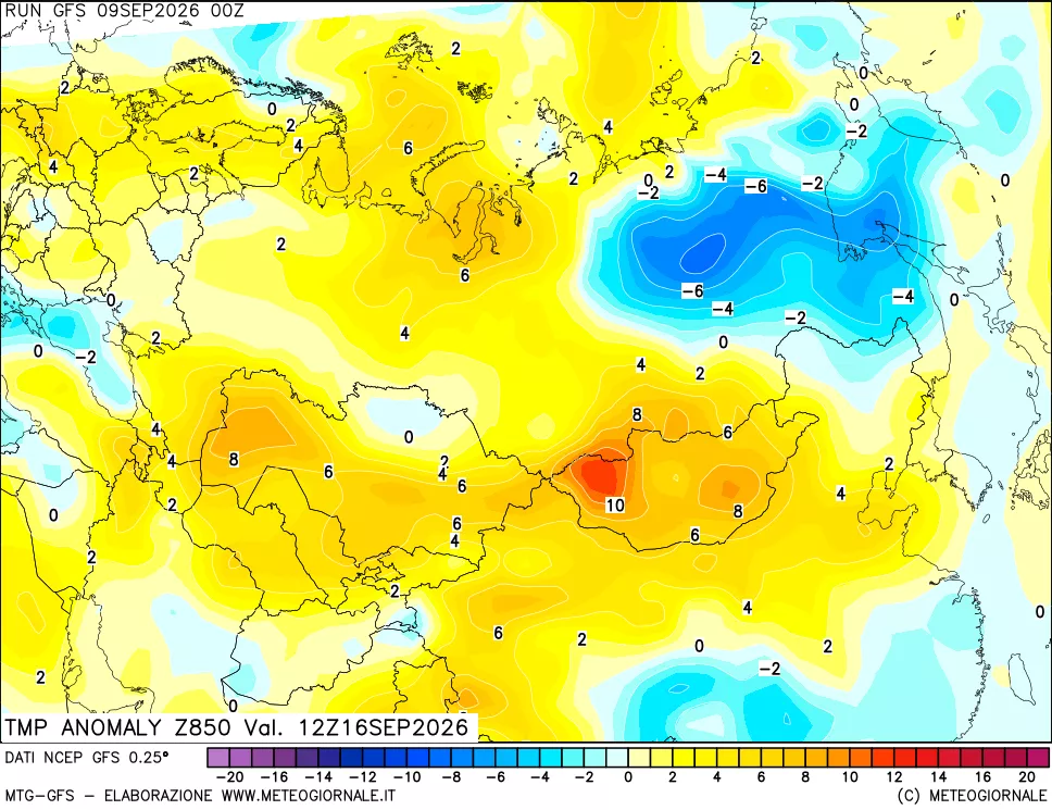 mappa 850 hPa Temp Anomaly vs Cli.No 1981-2010