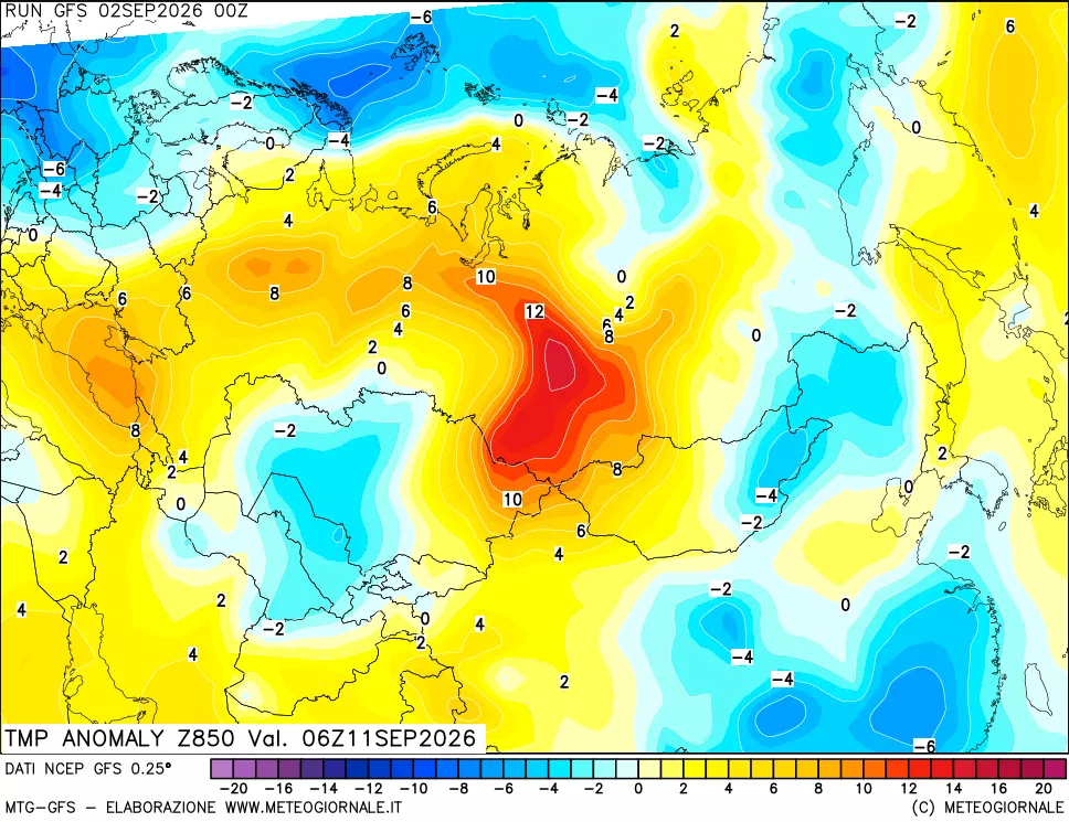 mappa 850 hPa Temp Anomaly vs Cli.No 1981-2010