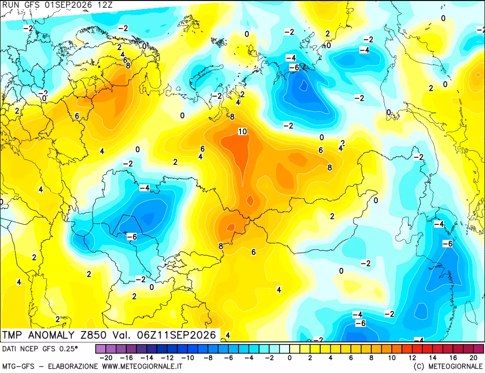 mappa 850 hPa Temp Anomaly vs Cli.No 1981-2010