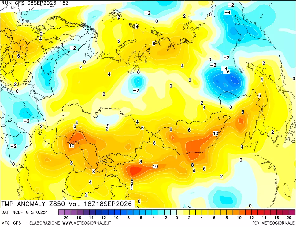 mappa 850 hPa Temp Anomaly vs Cli.No 1981-2010