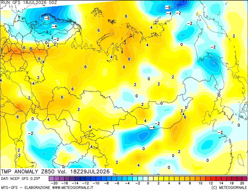 mappa 850 hPa Temp Anomaly vs Cli.No 1981-2010