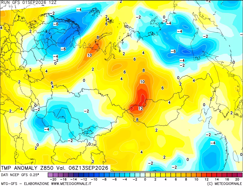 mappa 850 hPa Temp Anomaly vs Cli.No 1981-2010