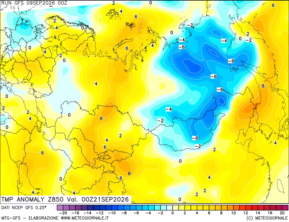 mappa 850 hPa Temp Anomaly vs Cli.No 1981-2010