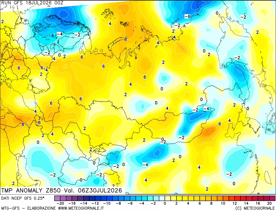 mappa 850 hPa Temp Anomaly vs Cli.No 1981-2010