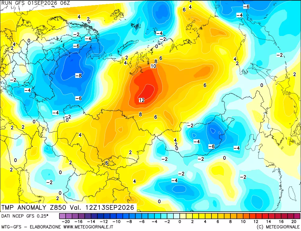 mappa 850 hPa Temp Anomaly vs Cli.No 1981-2010