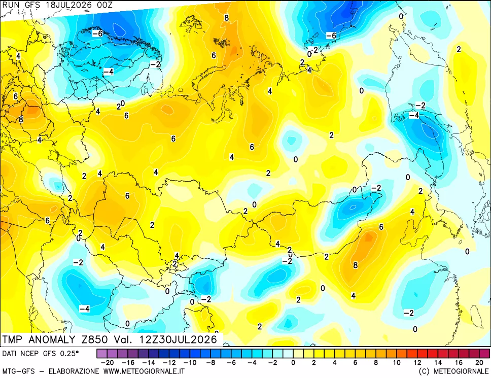 mappa 850 hPa Temp Anomaly vs Cli.No 1981-2010
