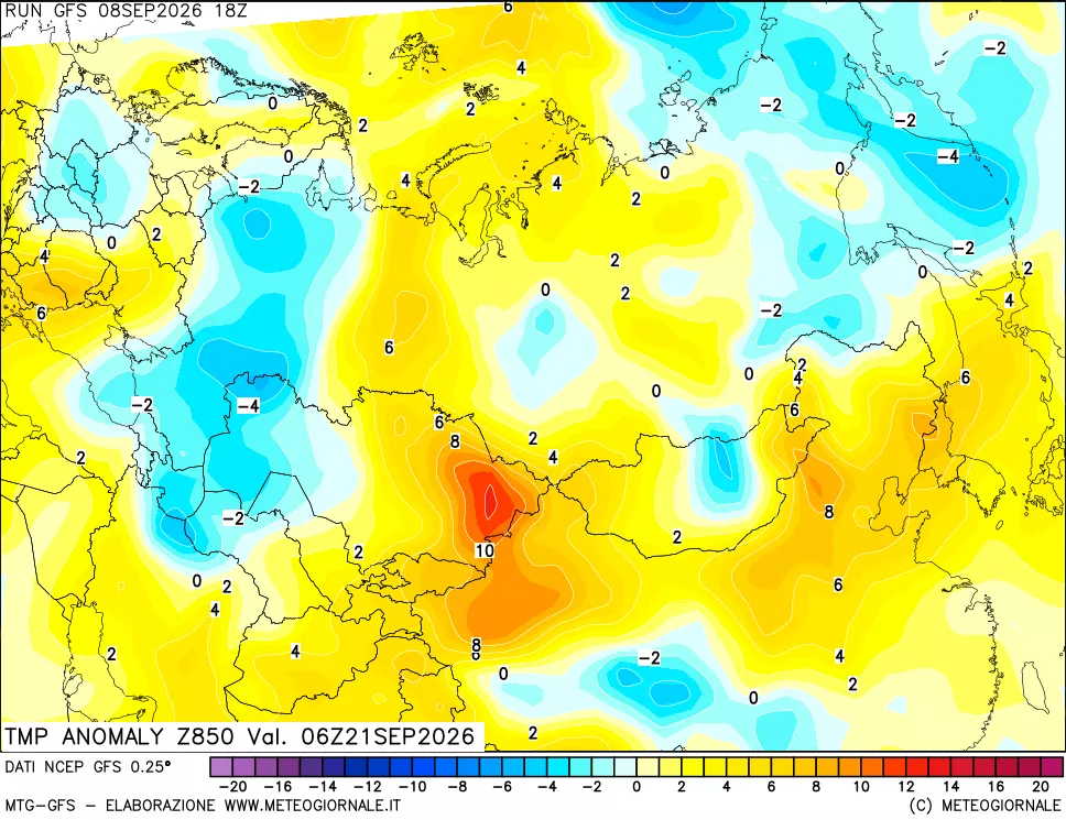 mappa 850 hPa Temp Anomaly vs Cli.No 1981-2010