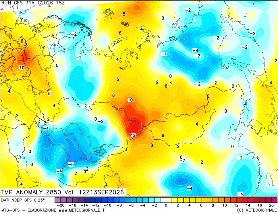 mappa 850 hPa Temp Anomaly vs Cli.No 1981-2010