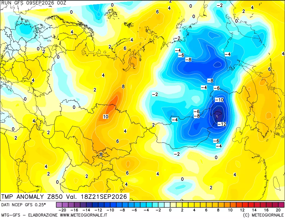 mappa 850 hPa Temp Anomaly vs Cli.No 1981-2010