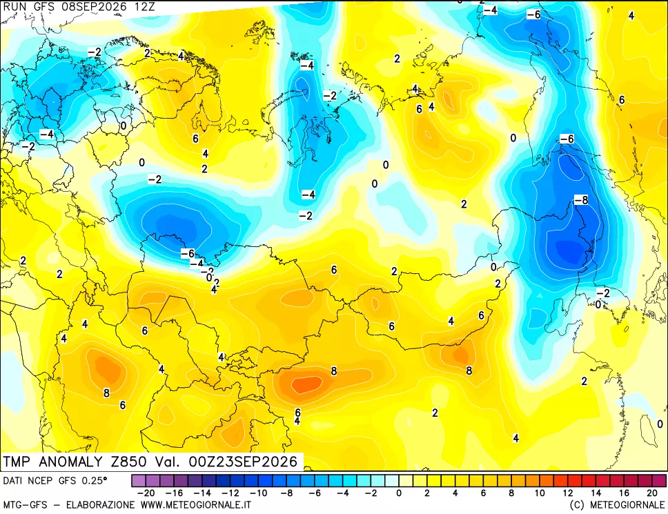 mappa 850 hPa Temp Anomaly vs Cli.No 1981-2010