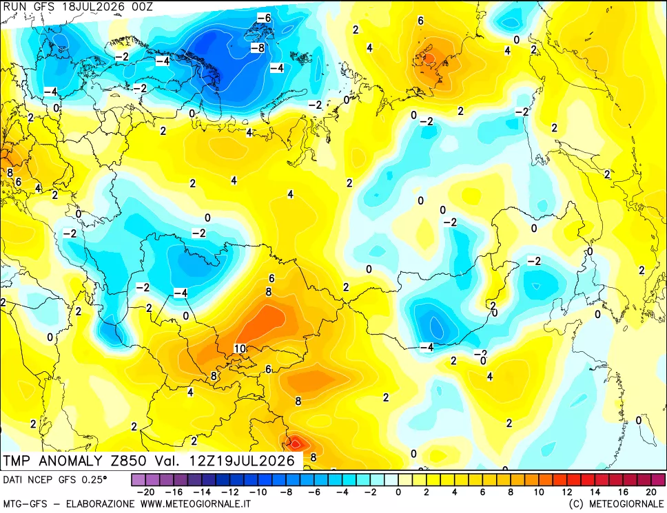 mappa 850 hPa Temp Anomaly vs Cli.No 1981-2010