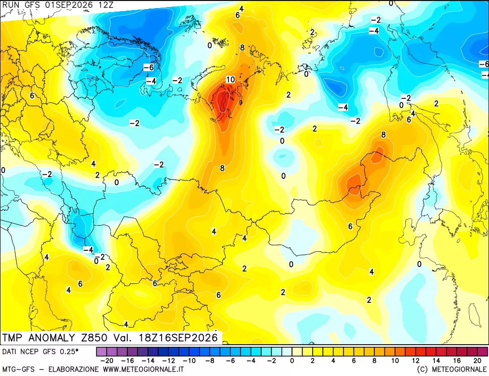 mappa 850 hPa Temp Anomaly vs Cli.No 1981-2010