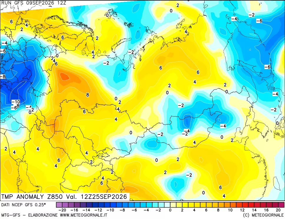 mappa 850 hPa Temp Anomaly vs Cli.No 1981-2010
