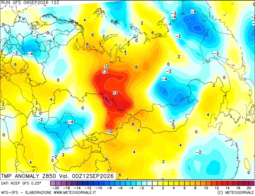 mappa 850 hPa Temp Anomaly vs Cli.No 1981-2010